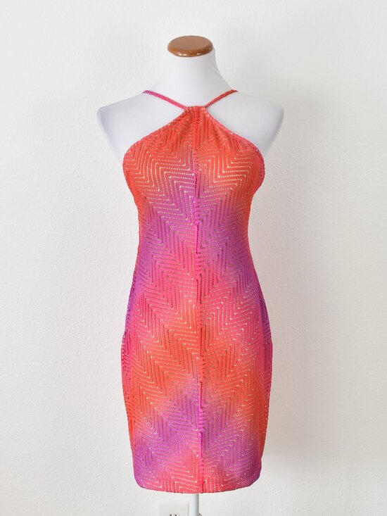 Luli Fama Dresses & Skirts - Luli Fama Luli Sunset Diamond Cut Short Dress NEW - M